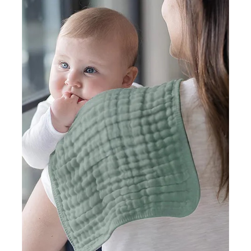 Bembika Baby Burp Cloths for Boys Girls Baby Muslin Burping Cloth – Sage