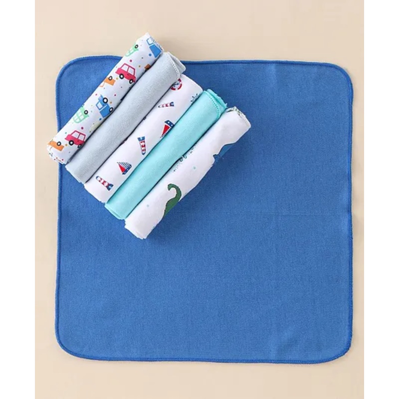 Ben Benny Cotton Terry Knit Wash Cloth Car & Dino Design Pack of 6 L 30 x B 30 cm- Multicolor