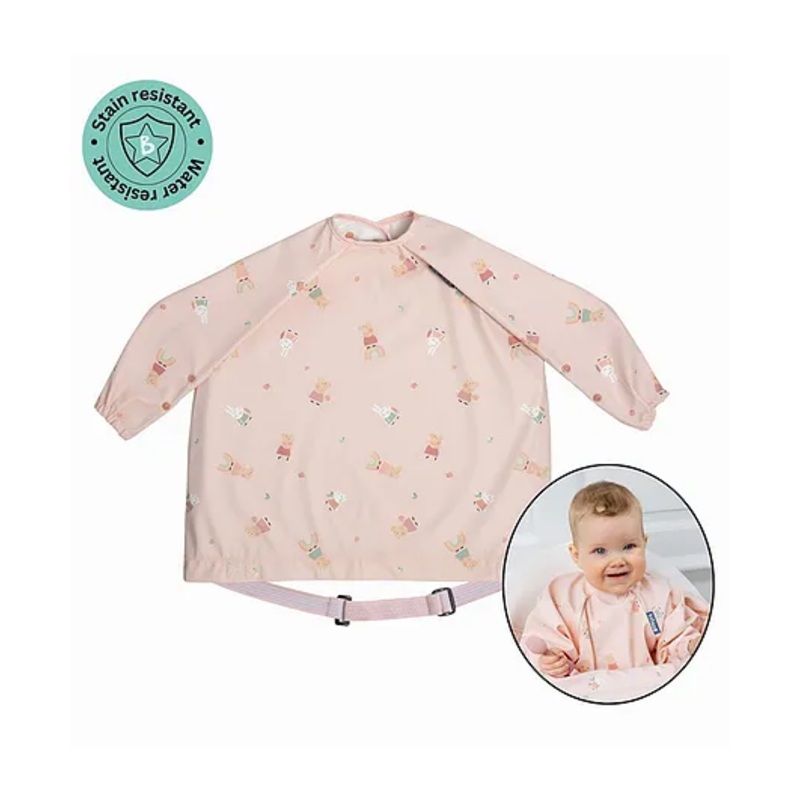 BiBaDo Stain & Water Proof Long Sleeve Coverall Shirt Weaning Bib Peppa Pig Print- Pink – For Infants