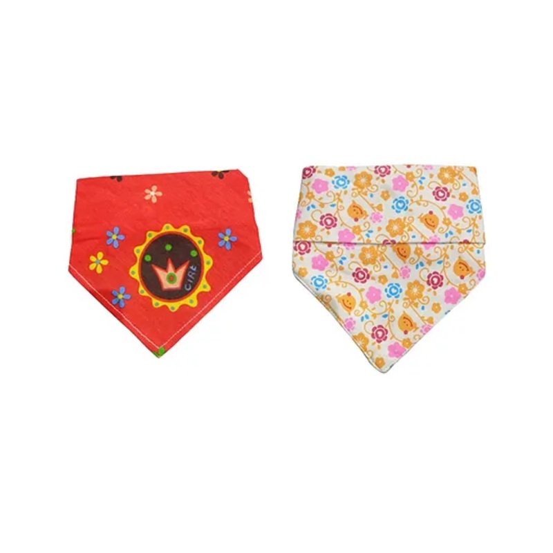 Chinmay Kids Reusable Baby Bibs Two Layered Cute Prints Edges Assorted Color Pack of 2  (Red-Orange)