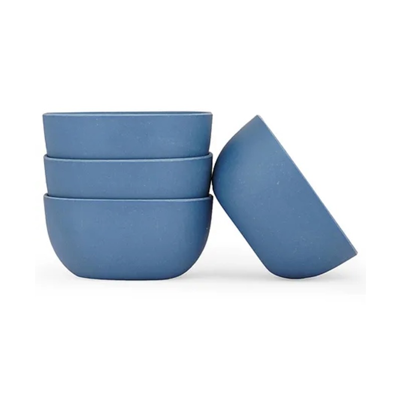 Earthism Eco Friendly Square Shaped Bamboo Fibre Curry Bowls Pack of 4 – Blue
