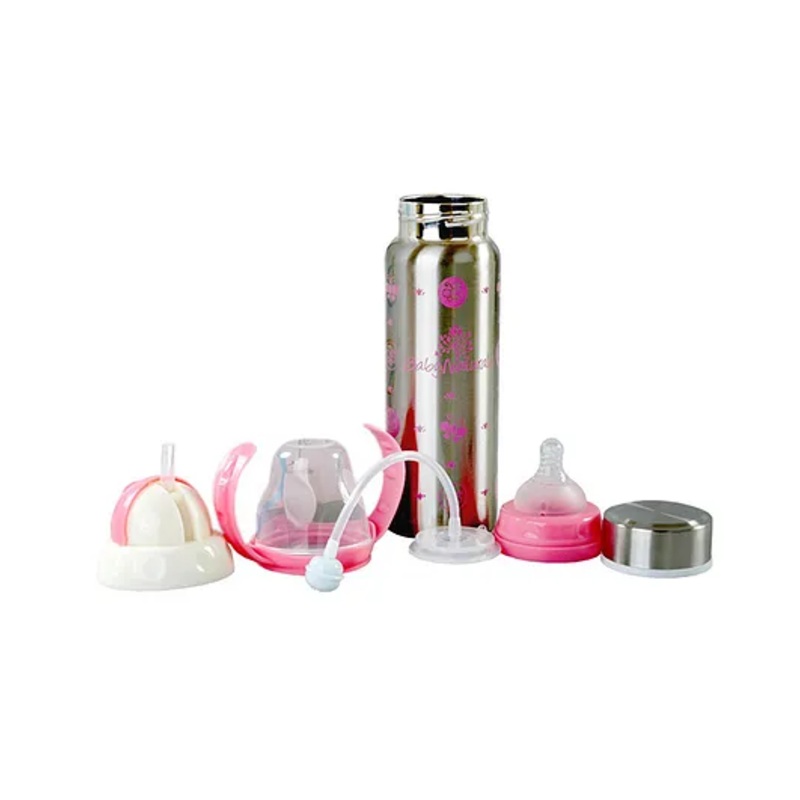 Fantasy India 3 in 1 Baby Feeding Bottle Thermo Steel Multifunctional Sipper Nipple & Straw 180 ml ( for 4+ Month Baby )