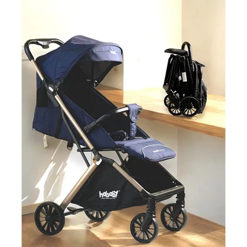 Hababy Ultra Auto Folding Ultra Compact Travel Friendly Stroller with GPS – Blue