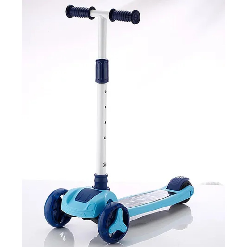 JoyRide Road Runner The Smart and Smooth Stark Kids Skate Scooter, 4-Level Adjustable Handle, Anti-Slip Footplate, 3 PU LED Wheels, Rear Brake BLUE