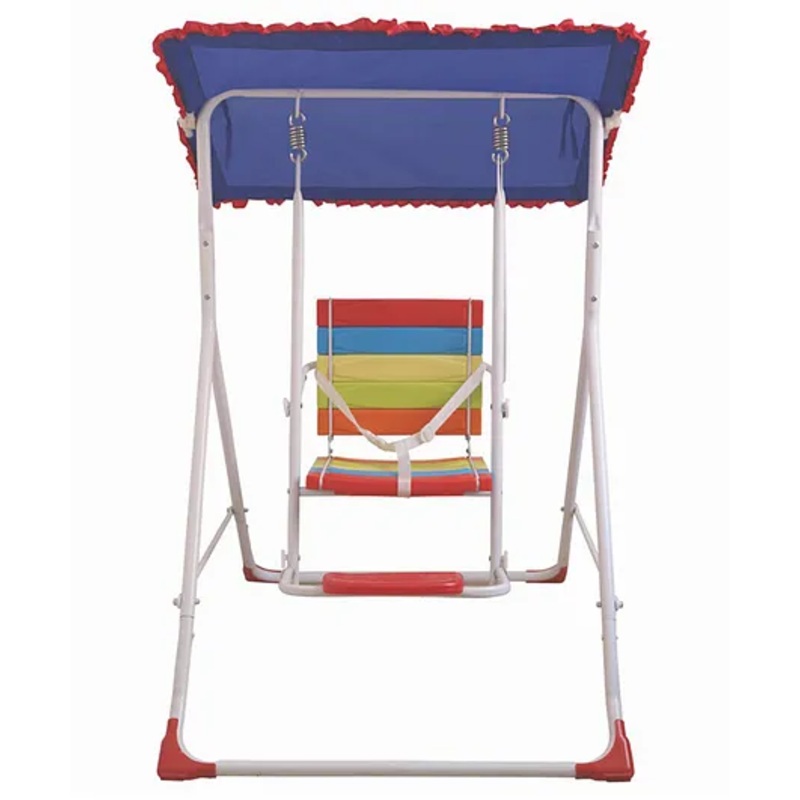 Lattice Single Swing with Canopy Roof for Children Indoor Outdoor – Color May Vary