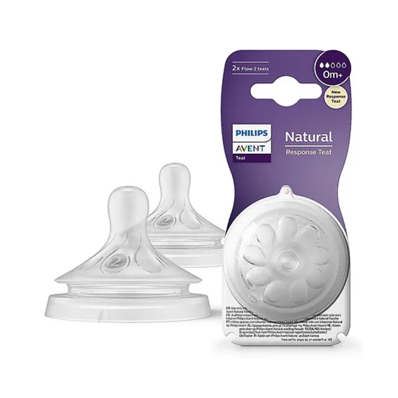 Philips Avent Natural Response Bottle Teat Baby Bottle Flow 2 Teats for Newborn Babies BPA Free – Pack of 2
