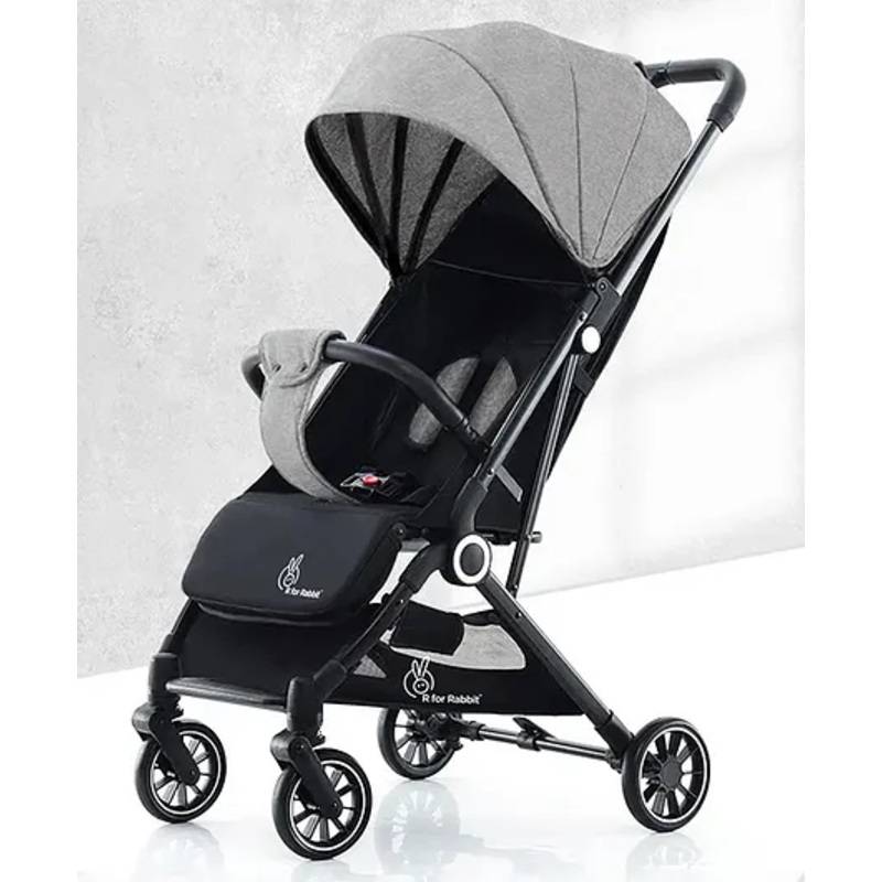R for Rabbit Pocket Air Stroller Baby Stroller|Portable Travel Friendly Pre Installed Stroller & Pram for Newborn Baby Boys & Girls of Age 0 to 3 Years (Grey)