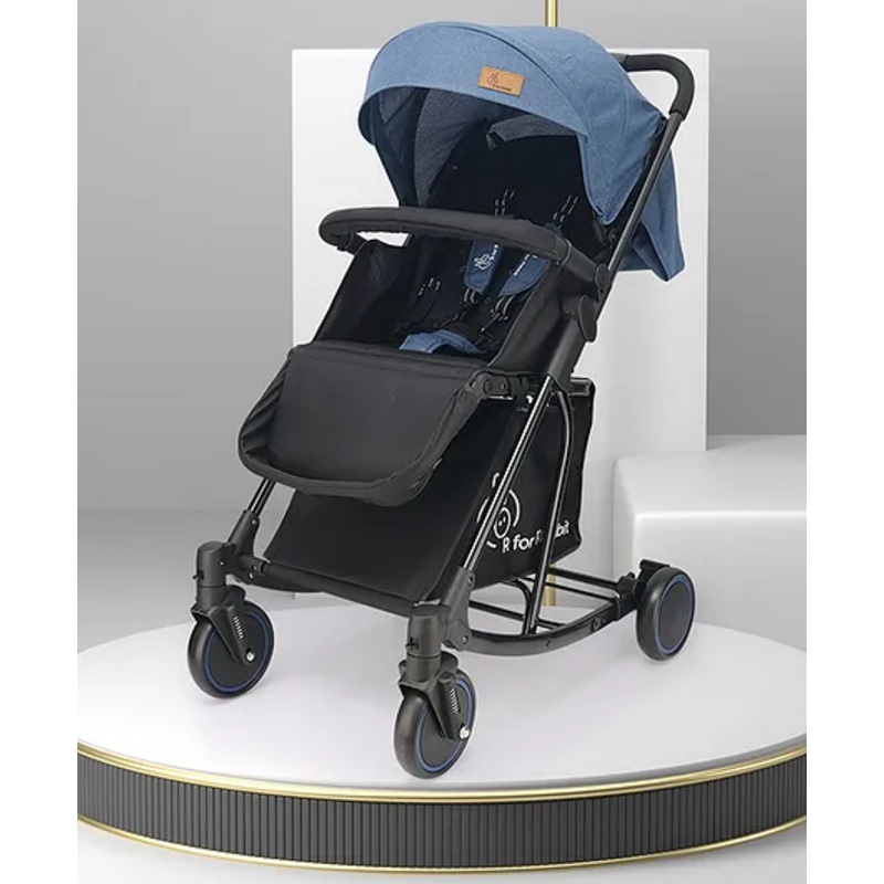 R for Rabbit Rock N Roll Stroller Compact Travel Friendly Pram for Baby, Stroller turn Rocker for Baby, Kids Pram & Strollers, Prams for Boys & Girls of 0 to 3 Years (Black Blue)