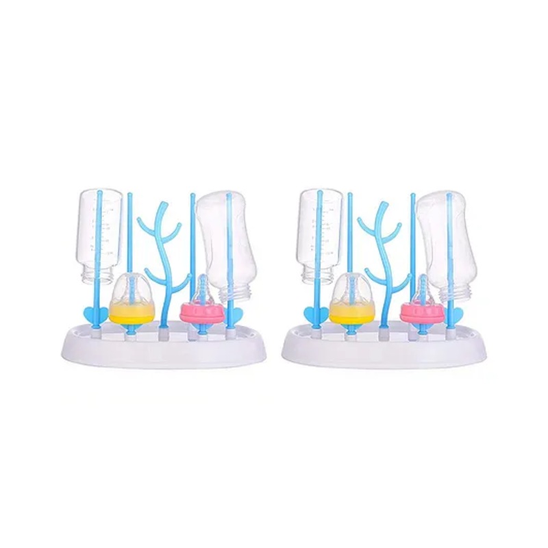 Safe-O-Kid Bottle Drying Rack Plastic Trees Dustproof Easy Steriliser Pack of 2 – Blue & White