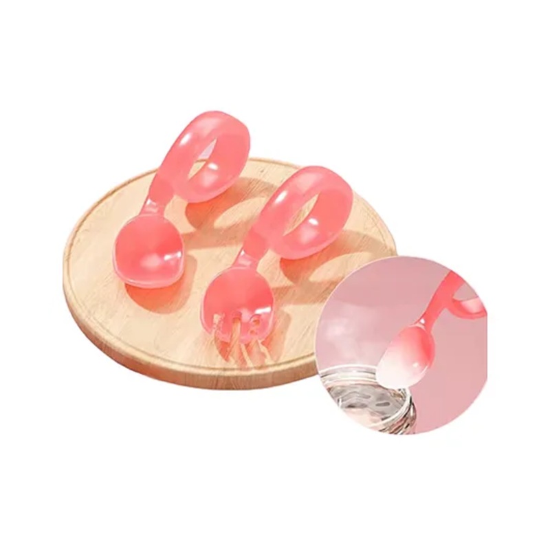 SYGA Infant Baby Fork And Spoon Set Anti-Choke Self Feeding Accessories Pack of 2 –  Pink