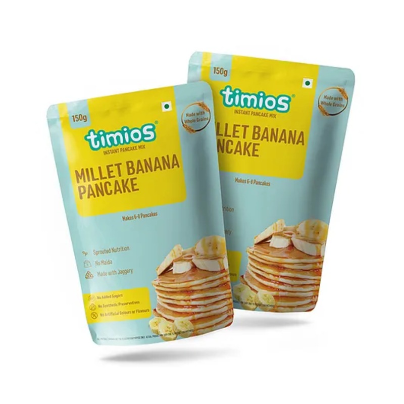 timios Multigrain No-Maida Organic Banana Millet Instant Pancake Sweetened with Jaggery Pack of 2 – 150 g Each
