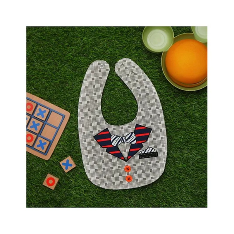 Yellow Bee Cotton Collar Shirt Print Reversible Bib with Double  Closure for Boys Light Grey