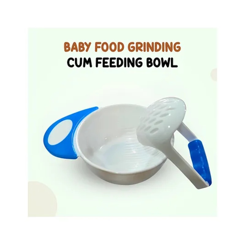 ZIKKU Baby Food Grinding and Feeding Bowl Set – Portable Masher & Serving Bowl for Baby – Blue