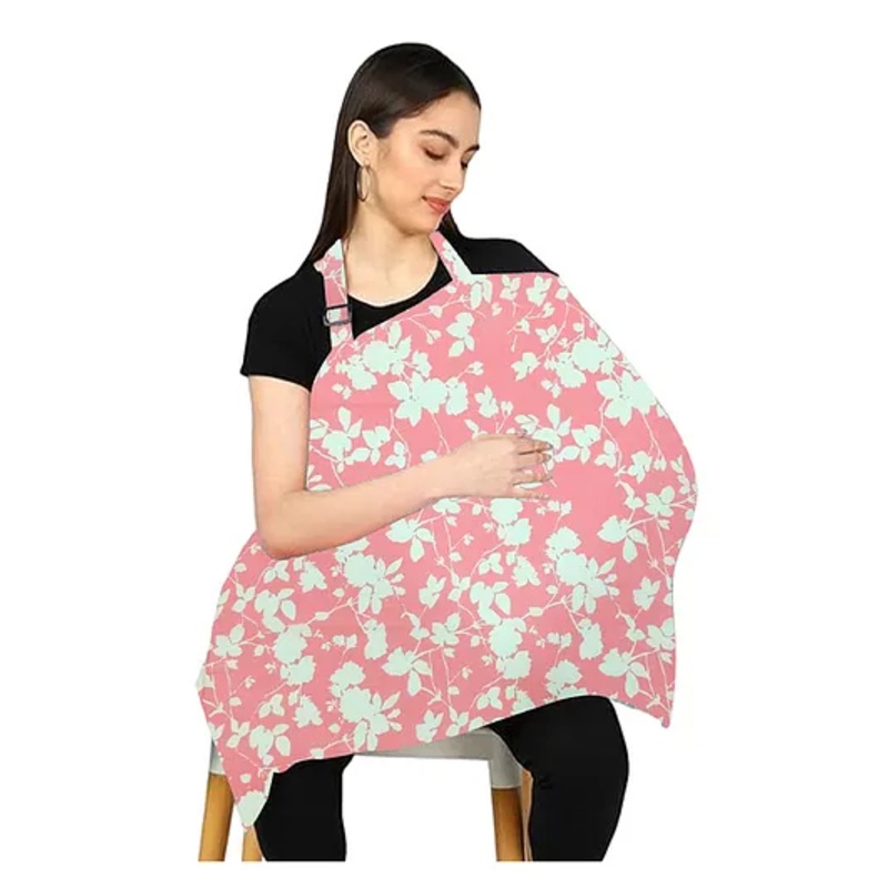 Zikku Multi Purpose Cotton Breast Feeding Nursing Cover With Mobile Pocket  – Pink Flower