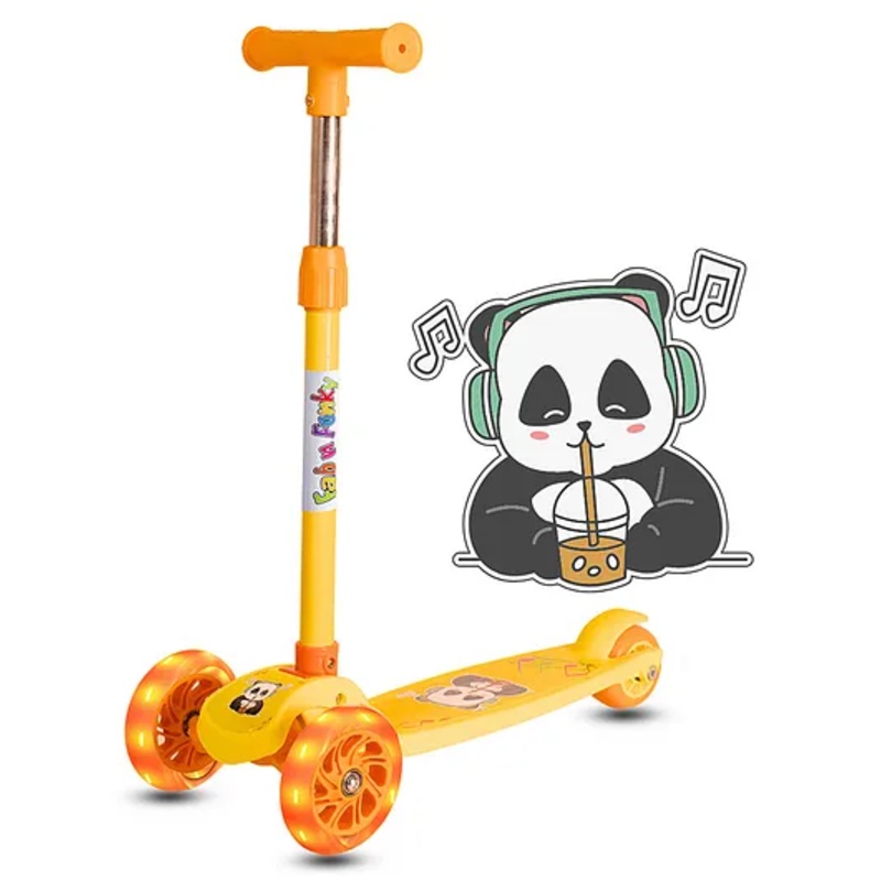 3 Wheel Foldable Kids Scooter With Led Lights And 4 Level Adjustable Handle Bar -Yellow| Compact Fold| Lean-to-Steer| Toy for 3 to 14 years Boys and Girls| Sporting Gift| Promotes Physical Activity