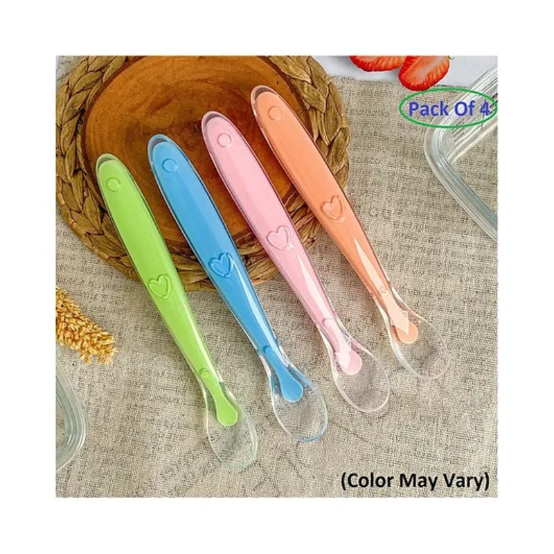 Baby Miniature Baby Love Soft Tip SiliconeGel Spoon -Pack of 4-Color May Vary