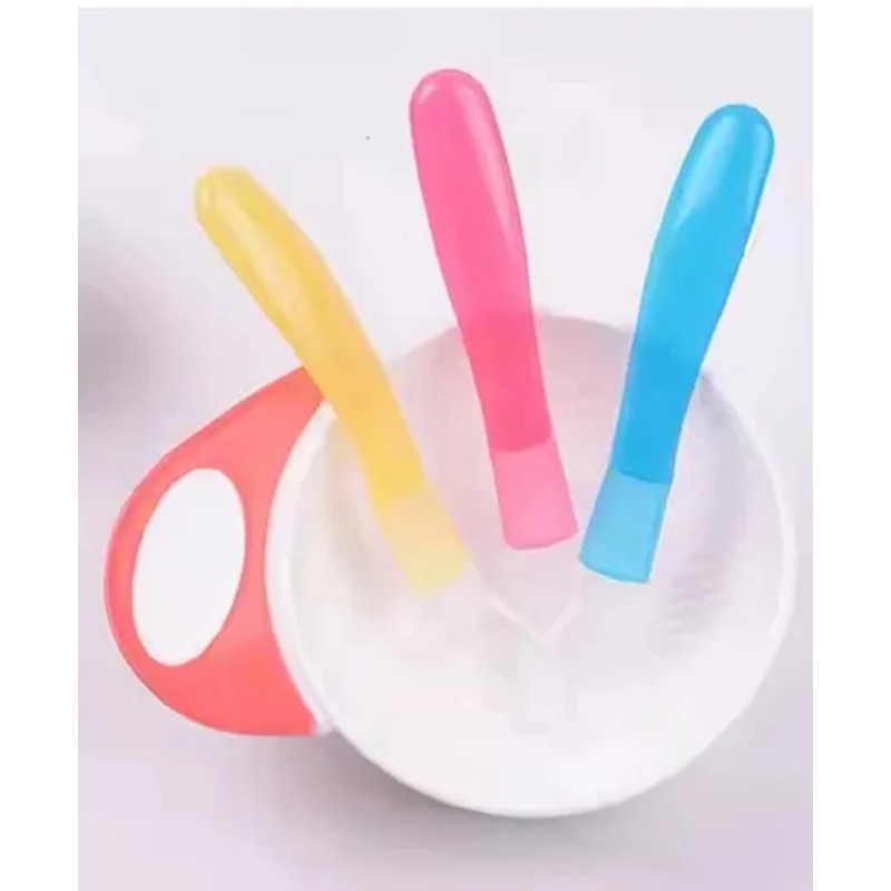 Baby Miniature Premium Safe Feed Silicone Feeding with Ultra-Soft | BPA Free Self Feeding Utensil | Baby Weaning Spoon for Kids 4 Months+ (Set of 3 Multicolor)