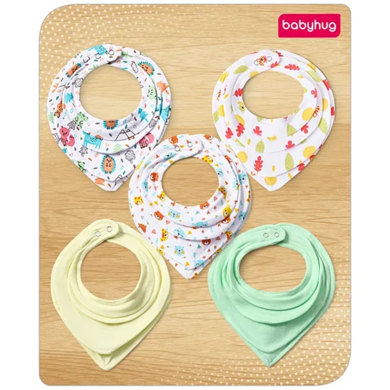 Babyhug Drool Bibs Printed Pack of 5 – Multicolor