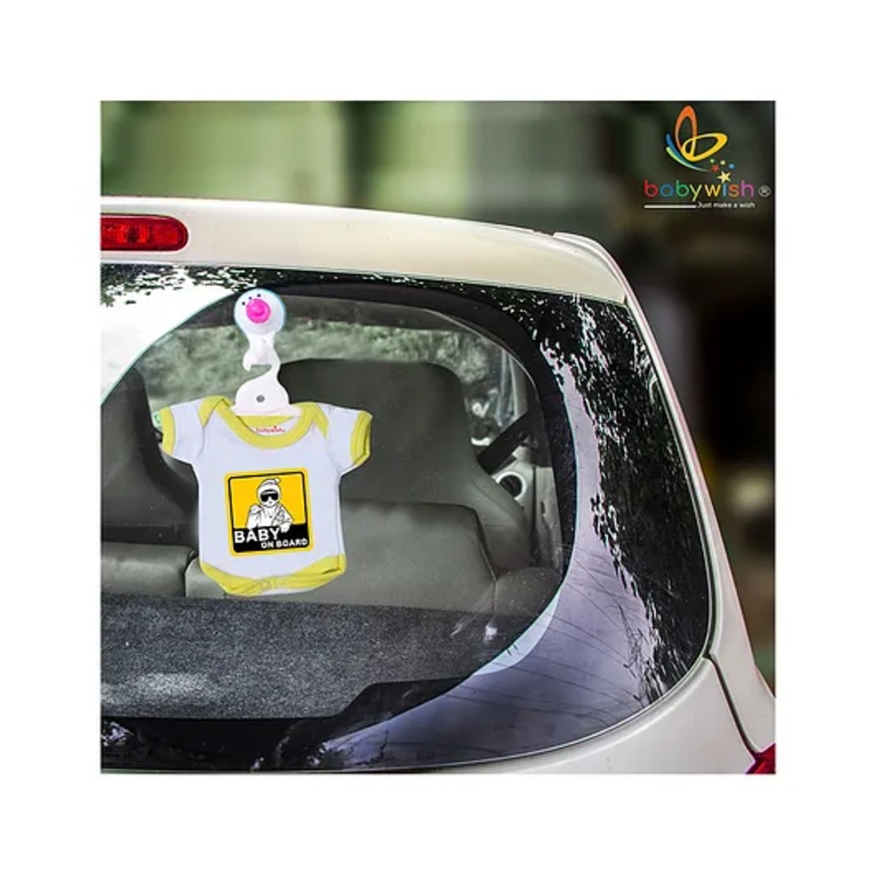 babywish Baby on Board Car Decals Cloth Safety Sign Board Come with One Hanger & One Large Vaccum Suction Cups accum Suction Cups Baby On Board Handsome Boy Print- Yellow