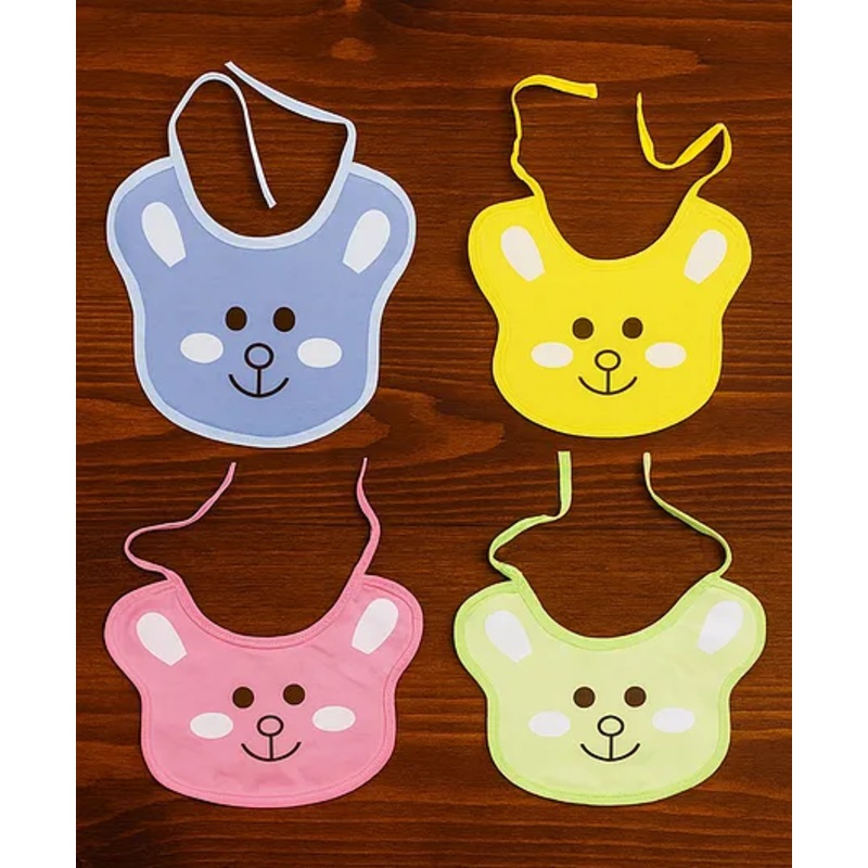 Badal Kidzpremium Knot Baby Bibs – Soft Cotton, Cute Animal Prints, Comfortable & Absorbent (Set Of4)