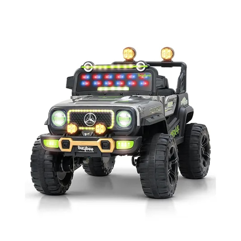 Baybee 44 Wrangler Battery Operated Jeep for Kids, Ride on Toy Kid Car with RGB Windshield Light & Music | Electric Jeep Battery Cars | Baby Big Car for Kids (Grey)