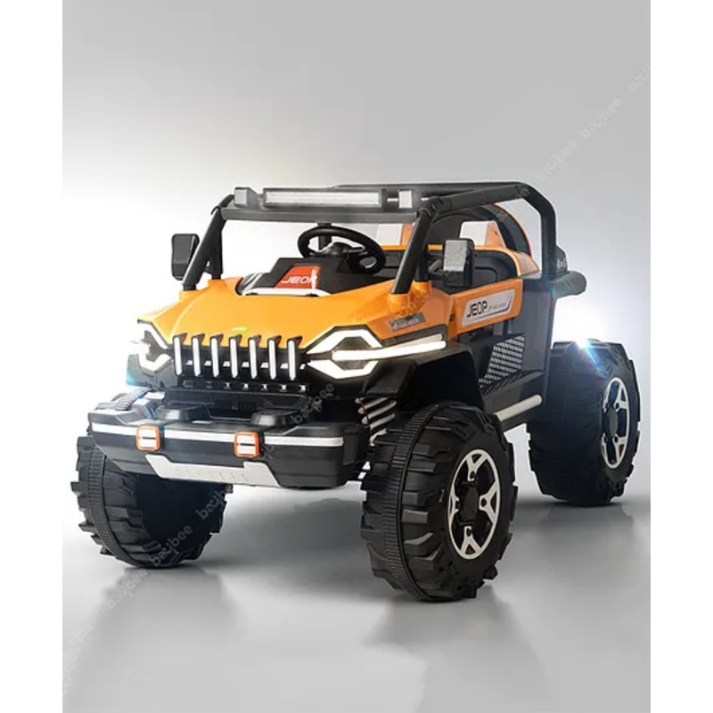 Baybee Furi Mini Rechargeable Battery Operated Jeep for Kids, Ride on Toy Kids Car with Bluetooth, Music & Light (Orange)
