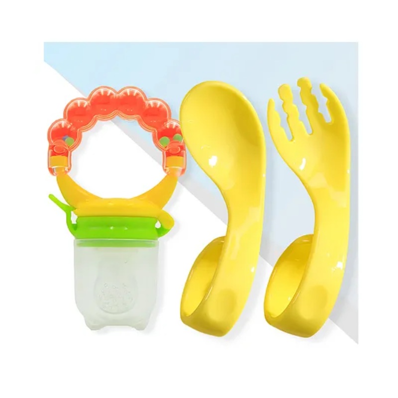 Bembika Baby Feeding Spoon & Nibbler Set The Ultimate BPA Free Baby Weaning Spoon Baby Self Feeding Spoon Fruit Nibbler for Babies A Solution for Feeding Training-(BE2311)