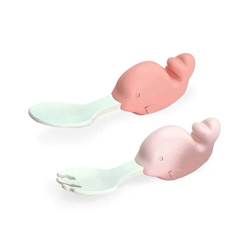Bembika Baby Training Spoon Whale Shape Spoon Baby Silicone Training Spoon For Baby – Pink