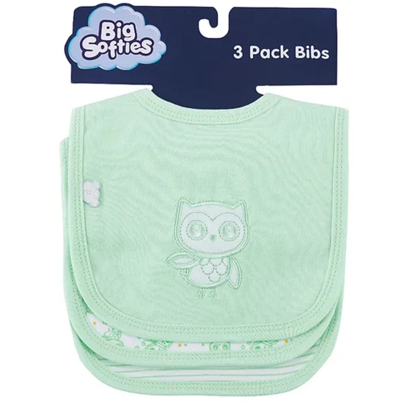 Big Softies Applique Embroidery and Printed Baby Bibs with Soft Velcro Fastener-Owl-Cotton Ultra Soft & Super Absorbent For Drooling,