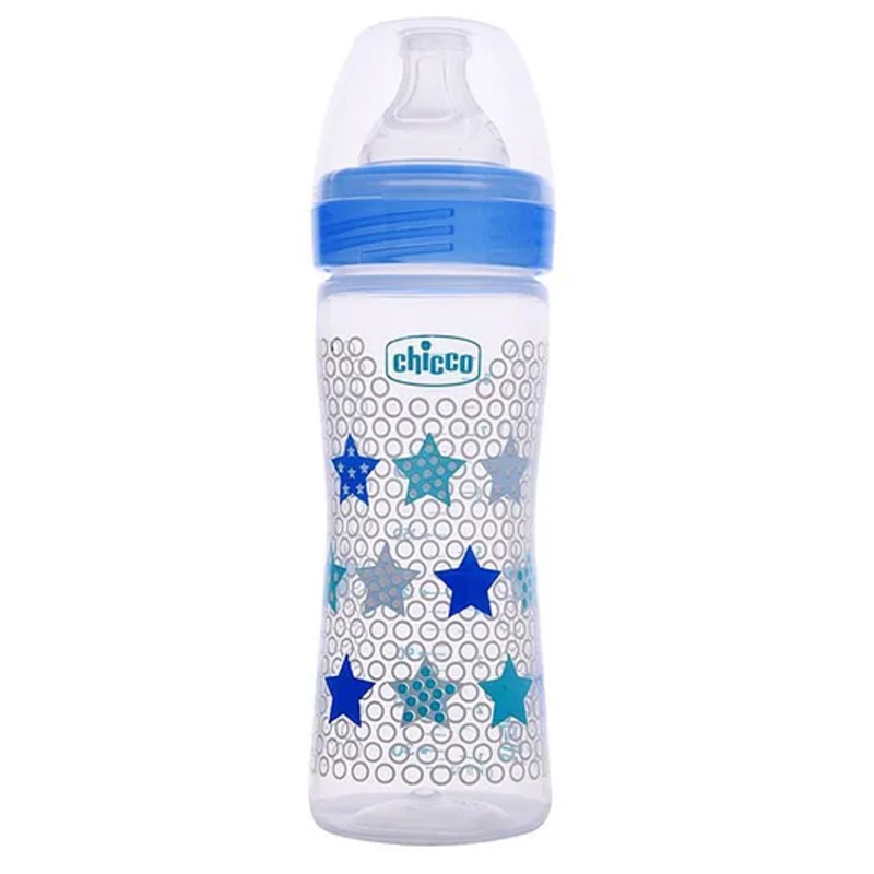 Chicco Well-Being Medium Flow Feeding Bottle Blue – 250 ml