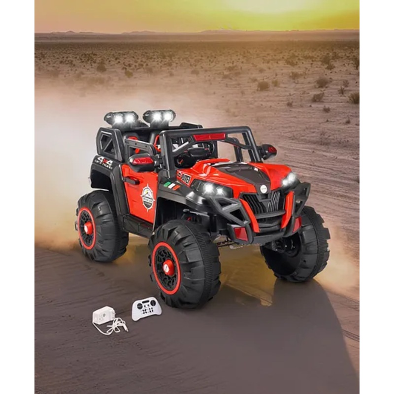 Desert Thunder 4X4 Battery Operated Ride On Jeep With Music and Lights – Red