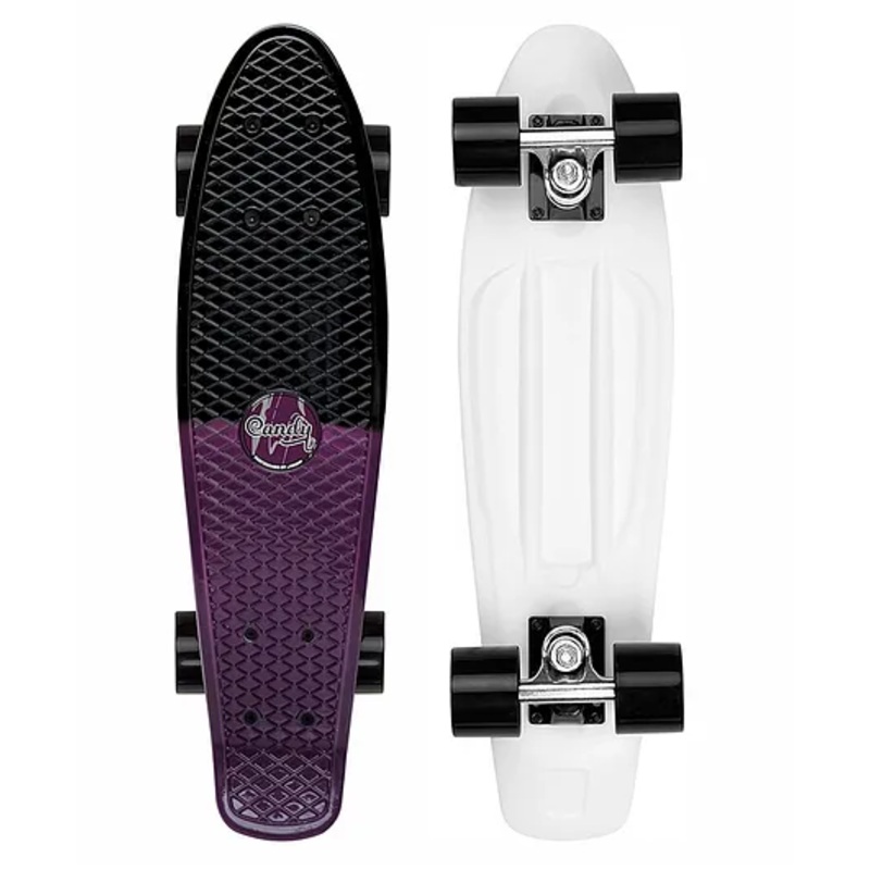 Jaspo Candy Penny Skateboard for Kids,Teens, Adults, Aluminium Trucks, Fibre Deck,Knurl Design, Age Group Above 5 Years, Lightweight, Dual Colour (Black & Purple, TPU Wheels (22×6 inches))