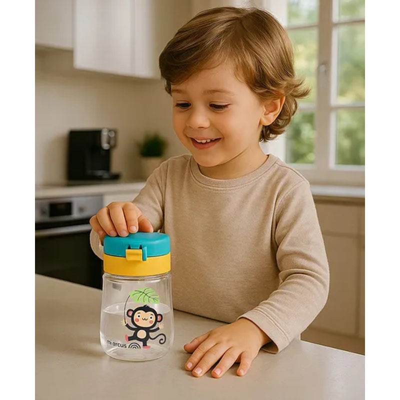 MiArcus Monkey Theme BPA Free Sipper Water Bottle- Multicolor- 240ml