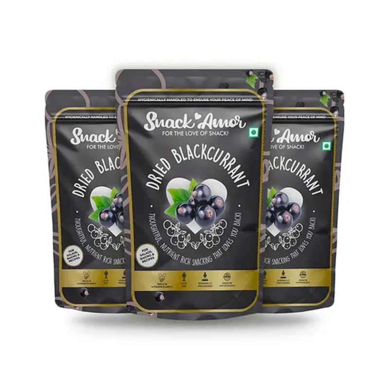 SnackAmor Premium International Dried Blackcurrant – 150g pack of 3