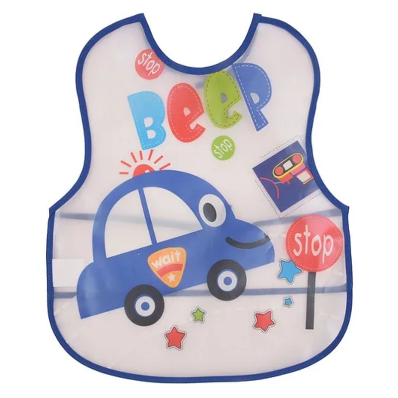 Yellow Bee Water Proof Bib Car Print – White And Blue