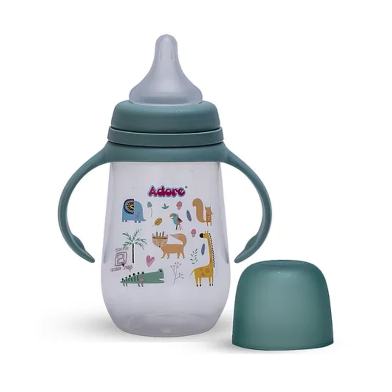 Adore Advanced Nok Nok Wide Neck Feeding Bottle With Handle & Premium Matte Finished Anti Colic Teat – 250 ml