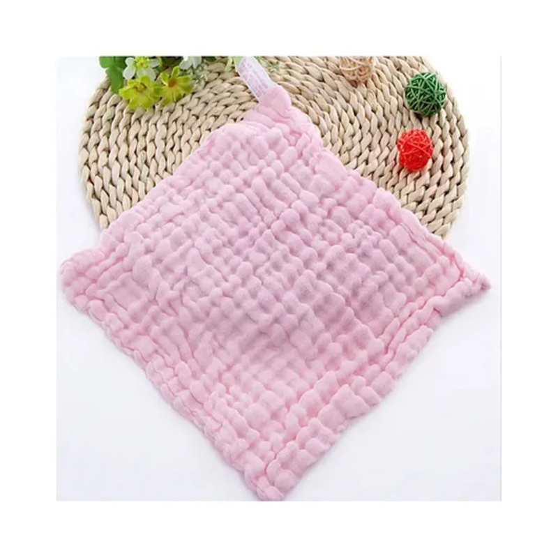 Baby Muslin Washcloth Cotton Face Towels for Newborn Baby Reusable Napkins- PINK