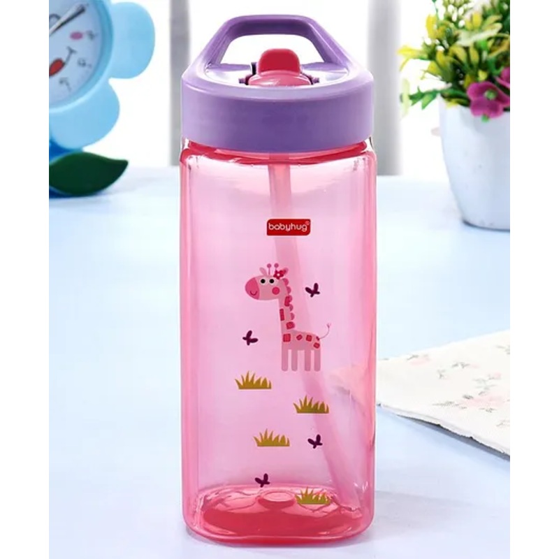 Babyhug Toddler Sipper with Square Spout & Lion Print  420 ml, Pink | BPA Free | Easy Grip |Leak-Resistant | Travel Friendly | Ideal for Newborns & Toddlers