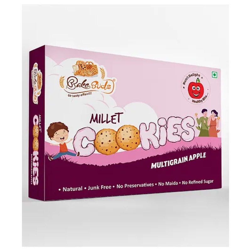 Bake Buds Millet Cookies Multigrain Apple  Natural, Tasty and Nutritious Anytime Millet Snacks for Kids-160 g(24 pcs)