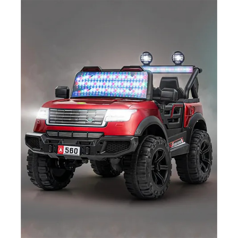 Baybee Rover Battery Operated Jeep for Kids, Ride on Toy Baby Car with Light & Music, Kids Jeep Battery Car, Rechargeable Electric Jeep Car for Kids to Drive (Red)