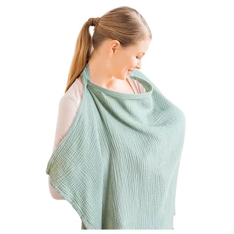 Bembika Baby Breastfeeding Cover – Stylish, Soft & Breathable Nursing Cover for Breastfeeding Feeding Covers for Nursing Mom Breast Feeding Maternity Cotton Apron Scarf-(Light Sage Green)