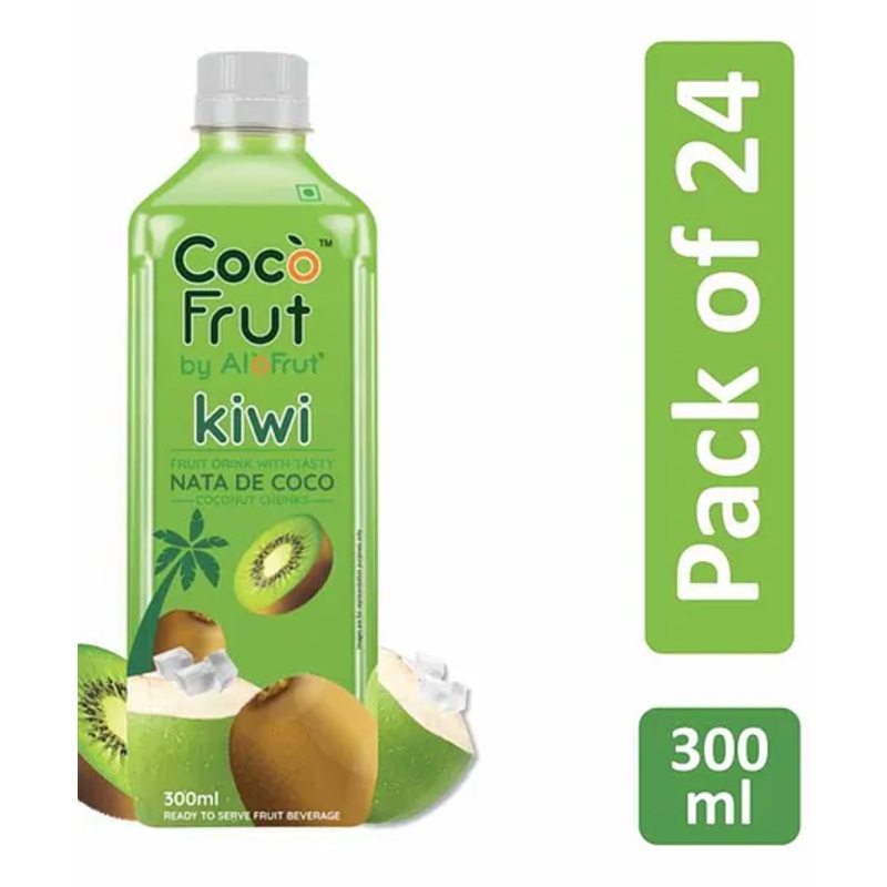 Coco Frut Kiwi Fruit Drink with Nata De Coco Chunks | Sip N Chew Delight – 300mL (Pack of 24)