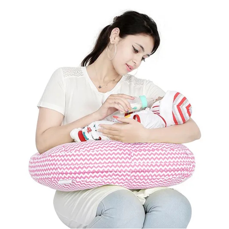 Lulamom Portable Allergen Protected Nursing Pillow Printed – Pink