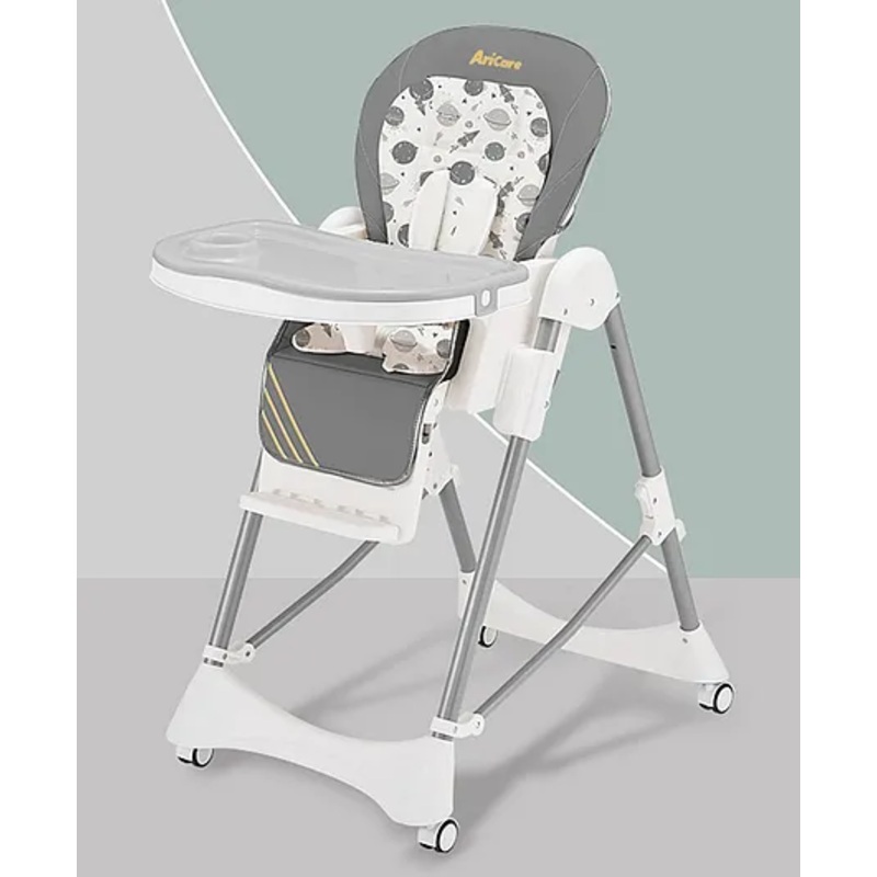Multifunctional Baby High Chair with 7 level Height Adjustment and 3 level Recliner Seat with Removable Soft PU Cushion – Grey