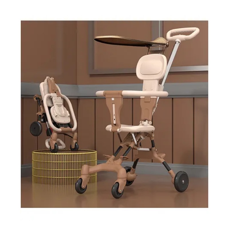 StarAndDaisy Stroller for 0 to 3 Years Premium, Lightweight & Foldable, 360 Rotating Seat Reclining Backrest, Adjustable Handlebar- Beige