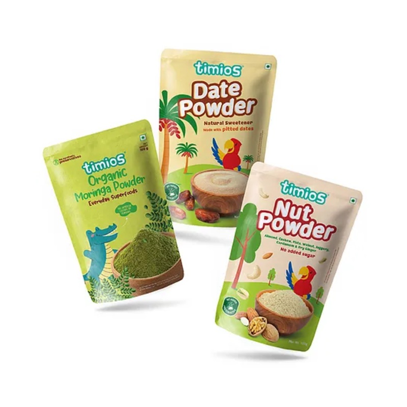 timios Moringa Powder Date Powder & Nut Powder Combo Pack of 3 – 100 g Each