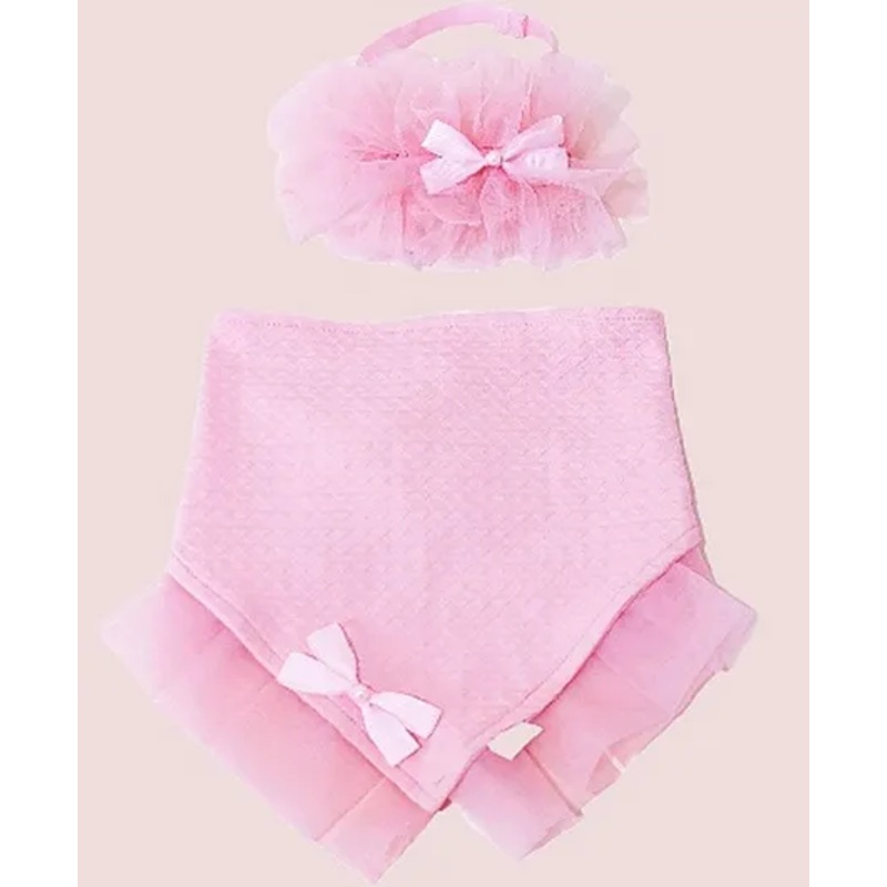 Tipy Tipy Tap Frilly Bib & Head Band Set – Pink