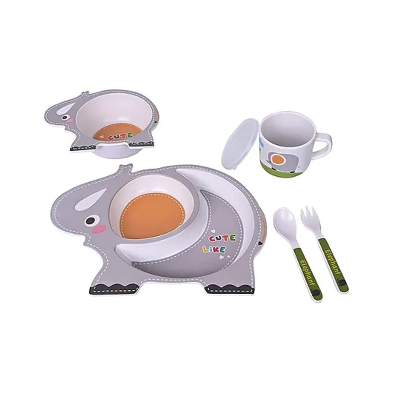 YAMAMA Elephant Shape Bamboo Dinnerware Set of 5 – Multicolour
