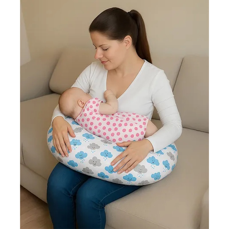 ZOE Cloud Print Feeding Pillow- Blue