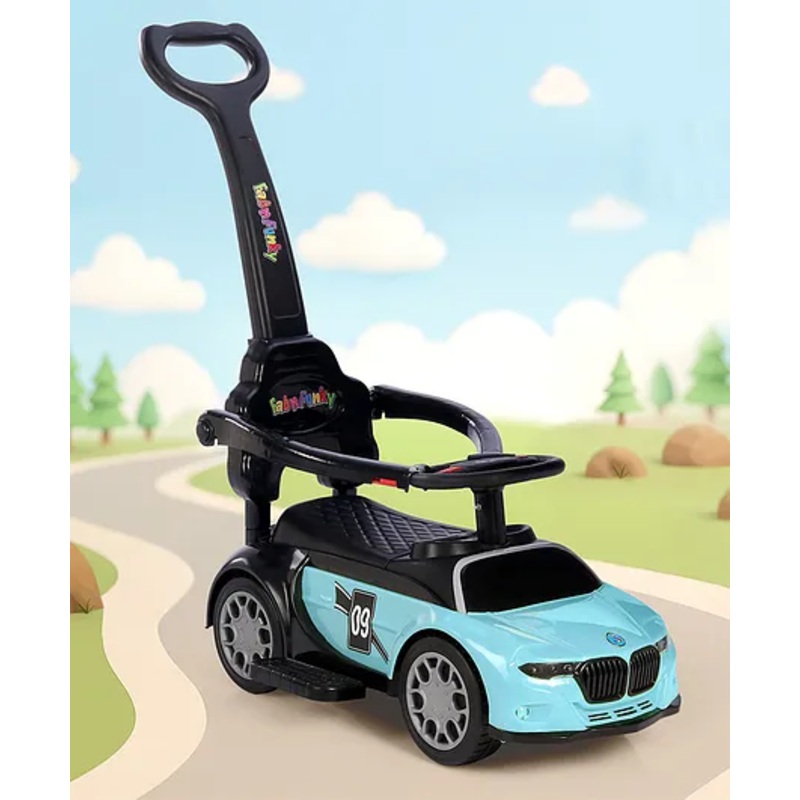 3 in 1 Manual Push Ride on Car with Parent Push Handle – Turquoise